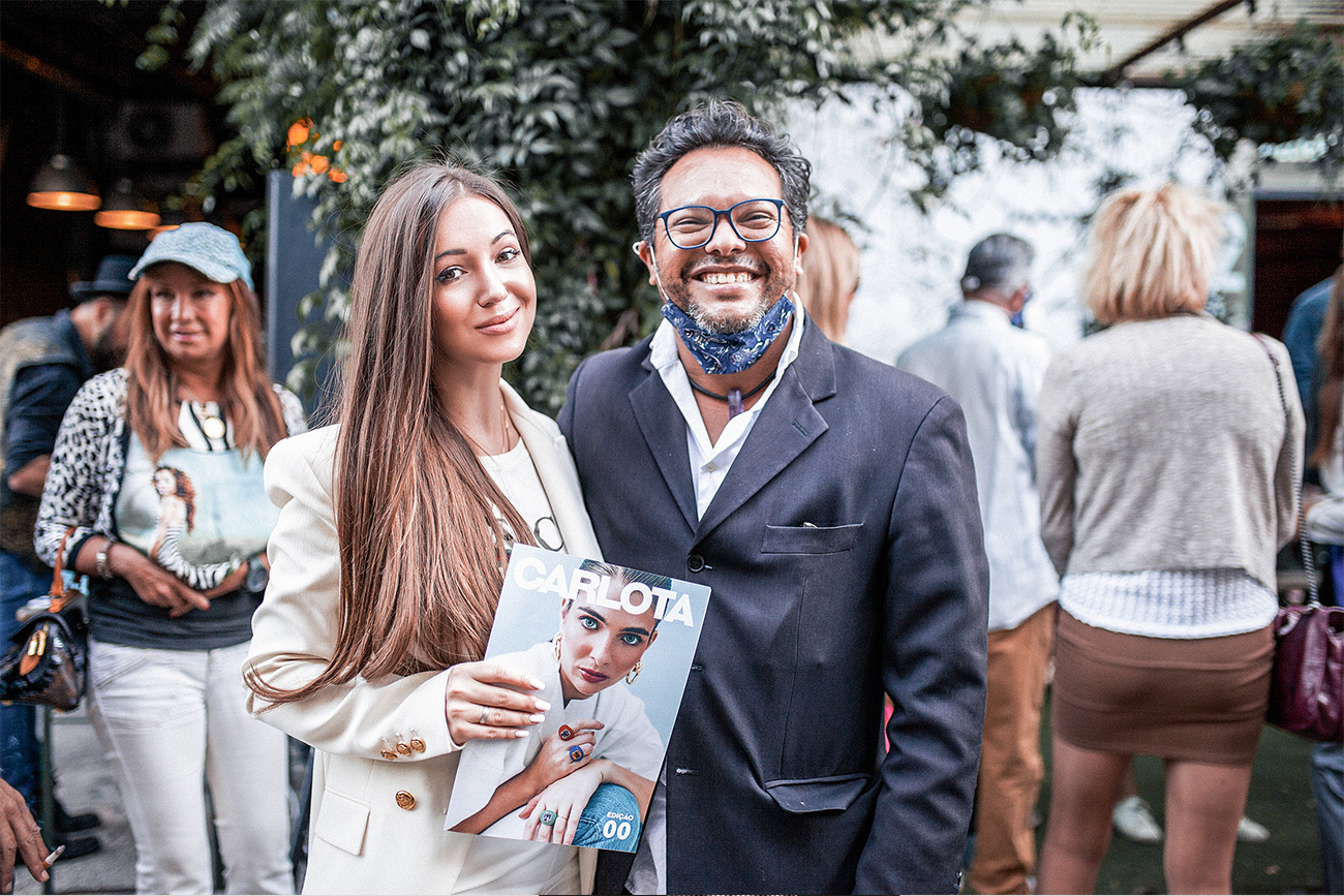 Elvira Gavrilova and Alexandre Gomes, the Chief Editor of Carlota Magazine, Lisbon, 2020