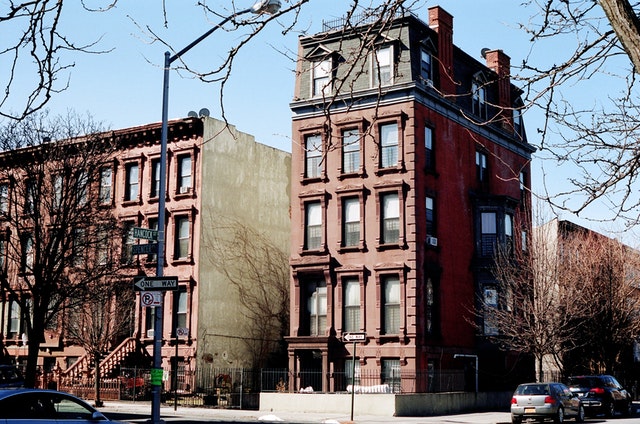 view of the old brown building