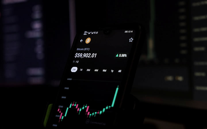 A candlestick chart on a phone